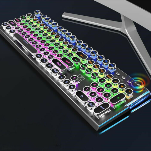 Retro Punk Mechanical Keyboard, 104 Keys, Blue/Black/Brown Switches, RGB Backlit, USB Wired, for PC and Laptop