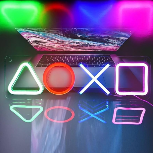 Semn neon cu pictogramă de joc, decor de perete LED alimentat prin USB, lumină de noapte pentru jocuri pentru camera de jocuri și decorul casei