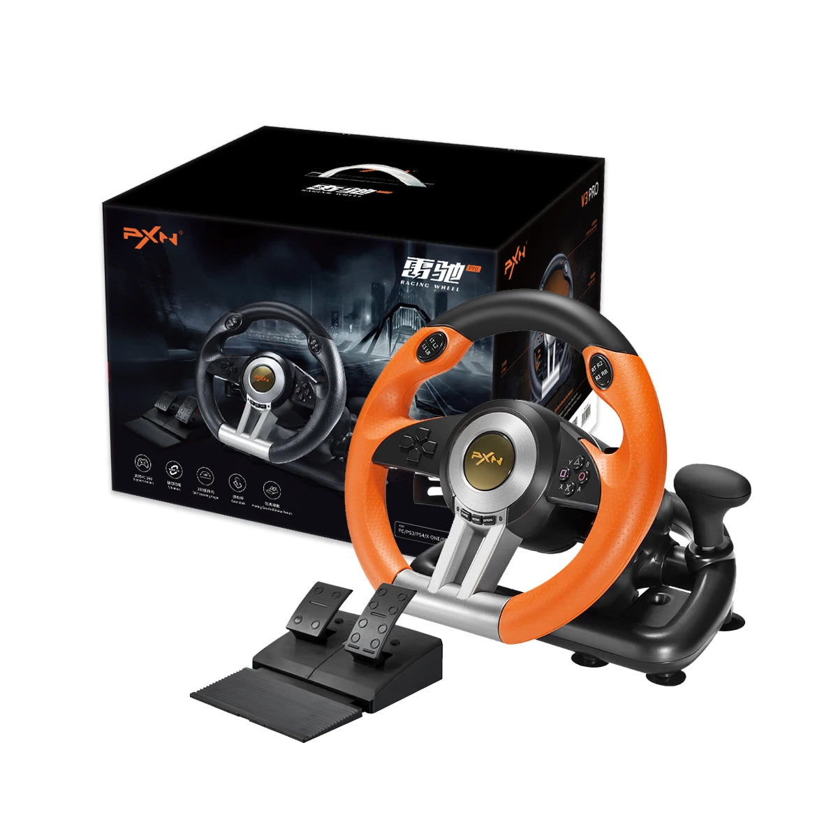Volant de Course PXN V3 Pro avec Pédales et Shifter – Compatible PC, PS4, Xbox, Switch