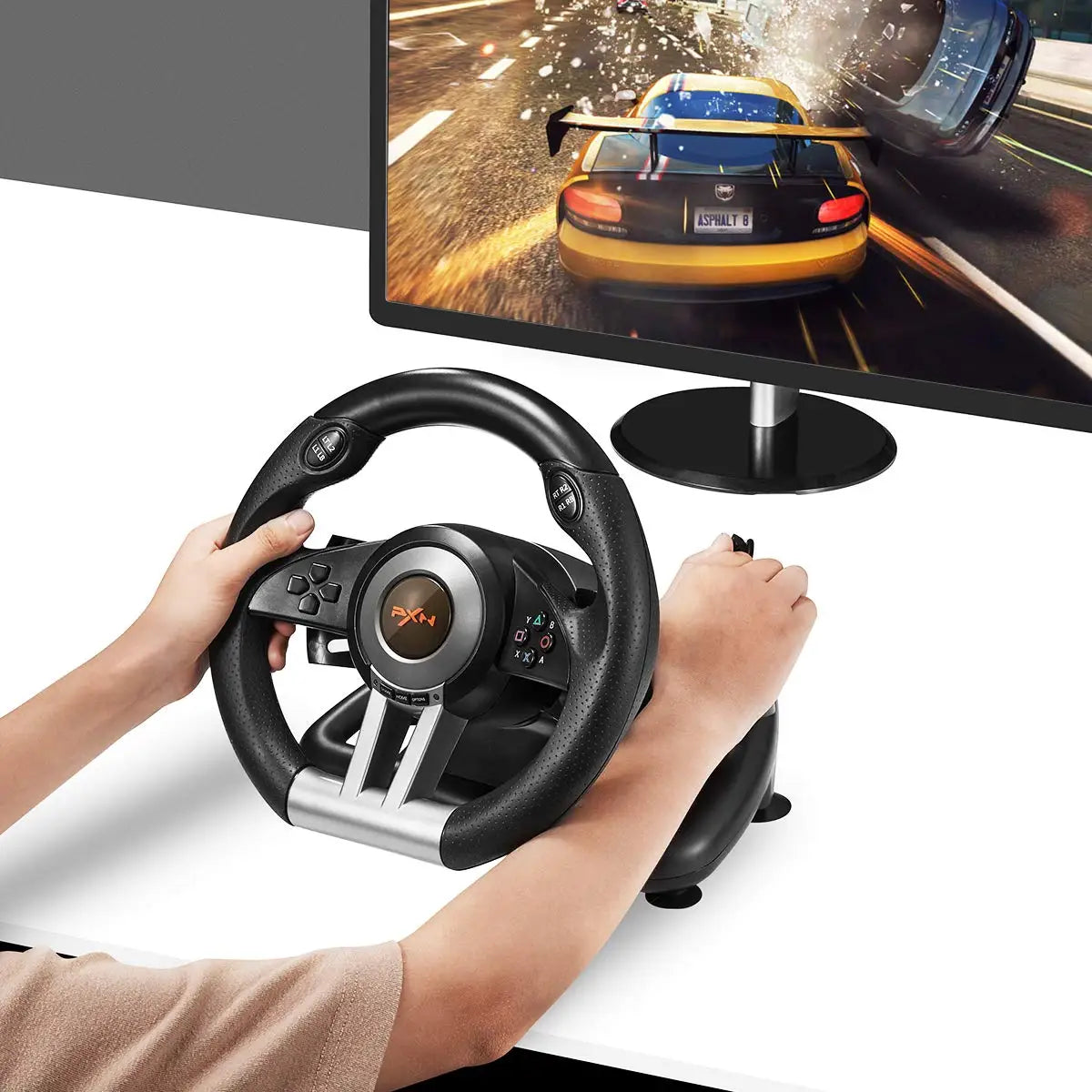 Volant de Course PXN-V3IIIB avec Pédales et Shifter – Compatible Xbox, PS4, Switch & PC