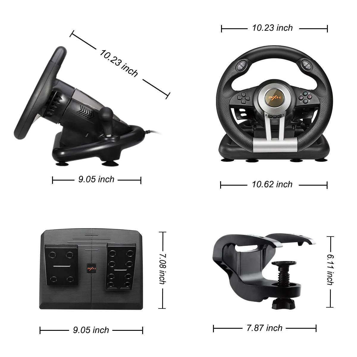 Volant de Course PXN-V3IIIB avec Pédales et Shifter – Compatible Xbox, PS4, Switch & PC