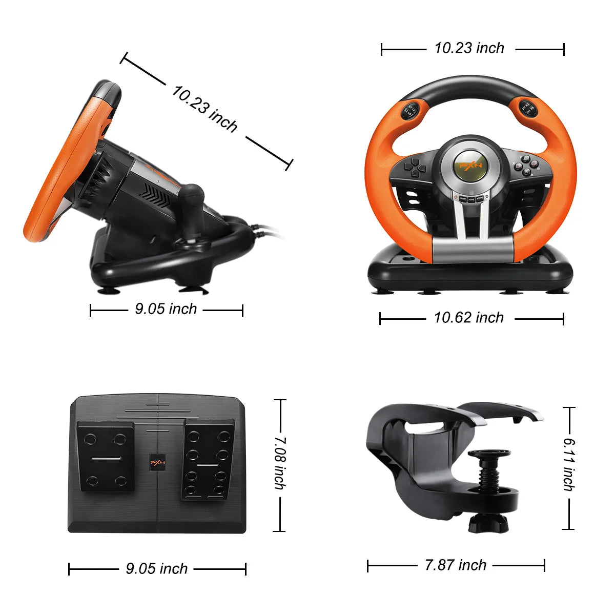 Volant de Course PXN V3 Pro avec Pédales et Shifter – Compatible PC, PS4, Xbox, Switch