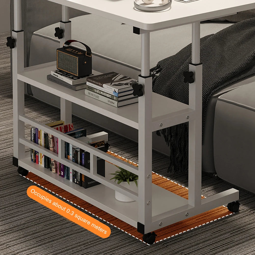 Swivel Wheel Home Desk Height Adjustable Bedside Table with Rolling Wheels Mobile Laptop Standing Desk for Dormitory and Bedroom