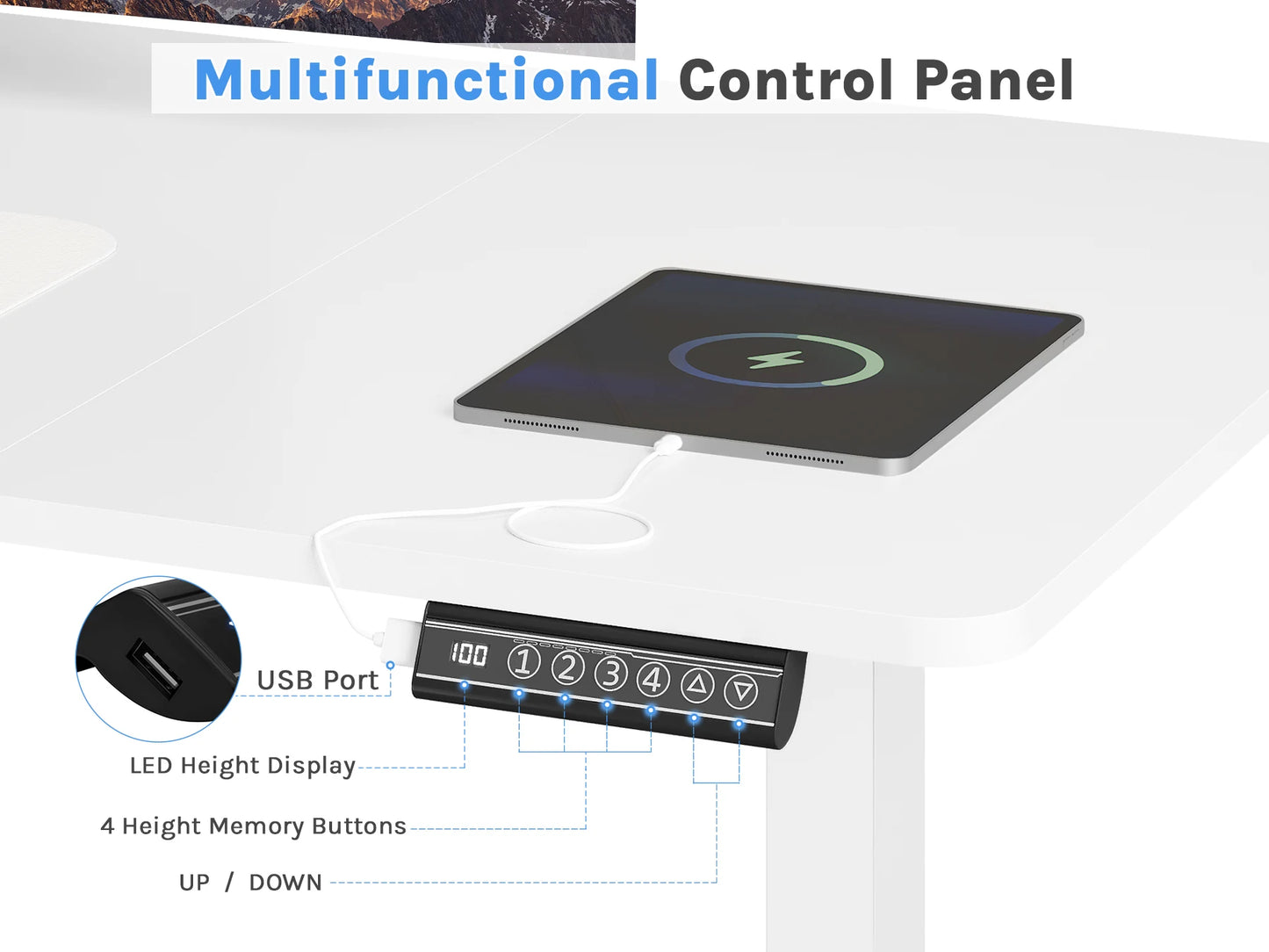 WOLTU Electric Standing Computer Desk Height Adjustable Ergonomic Work Table with USB Charging Port with Memory Control