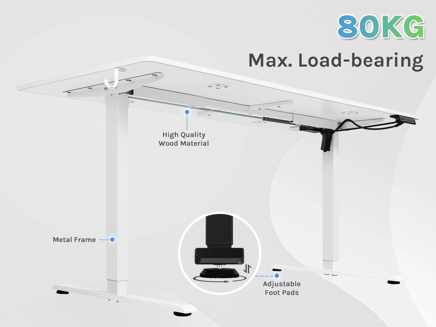 WOLTU Electric Standing Computer Desk Height Adjustable Ergonomic Work Table with USB Charging Port with Memory Control