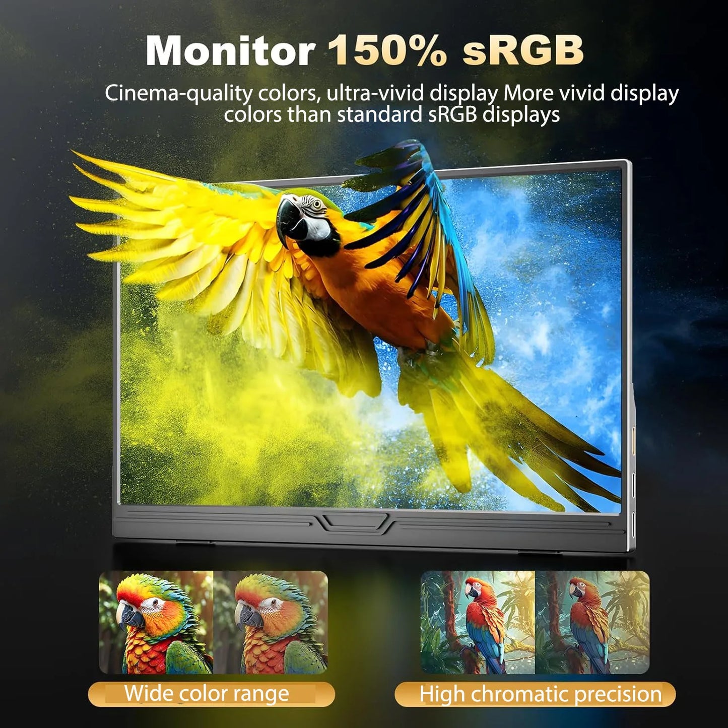 Hoesd.a 15.6" 2.5K Portable Monitor 2560 x 1440 IPS 500Nits 150%sRGB Gaming Monitor Display for Laptop Phone Xbox PS4/5 PC