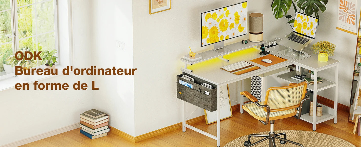 Bureau d'Angle ODK Réversible - L'Espace de Travail Complet et Organisé