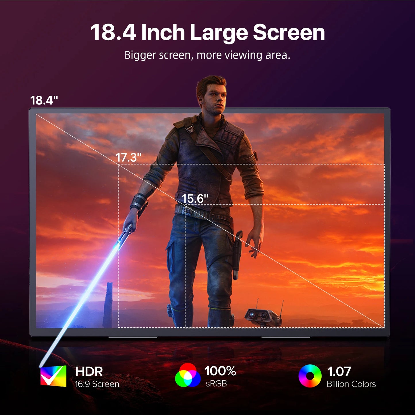 UPERFECT UBox T118 18.4 Portable Monitors 4K Gaming Displays 60Hz USB C HDMI For PS5/4 Switch Laptop PC Mac Xbox Extend Screen