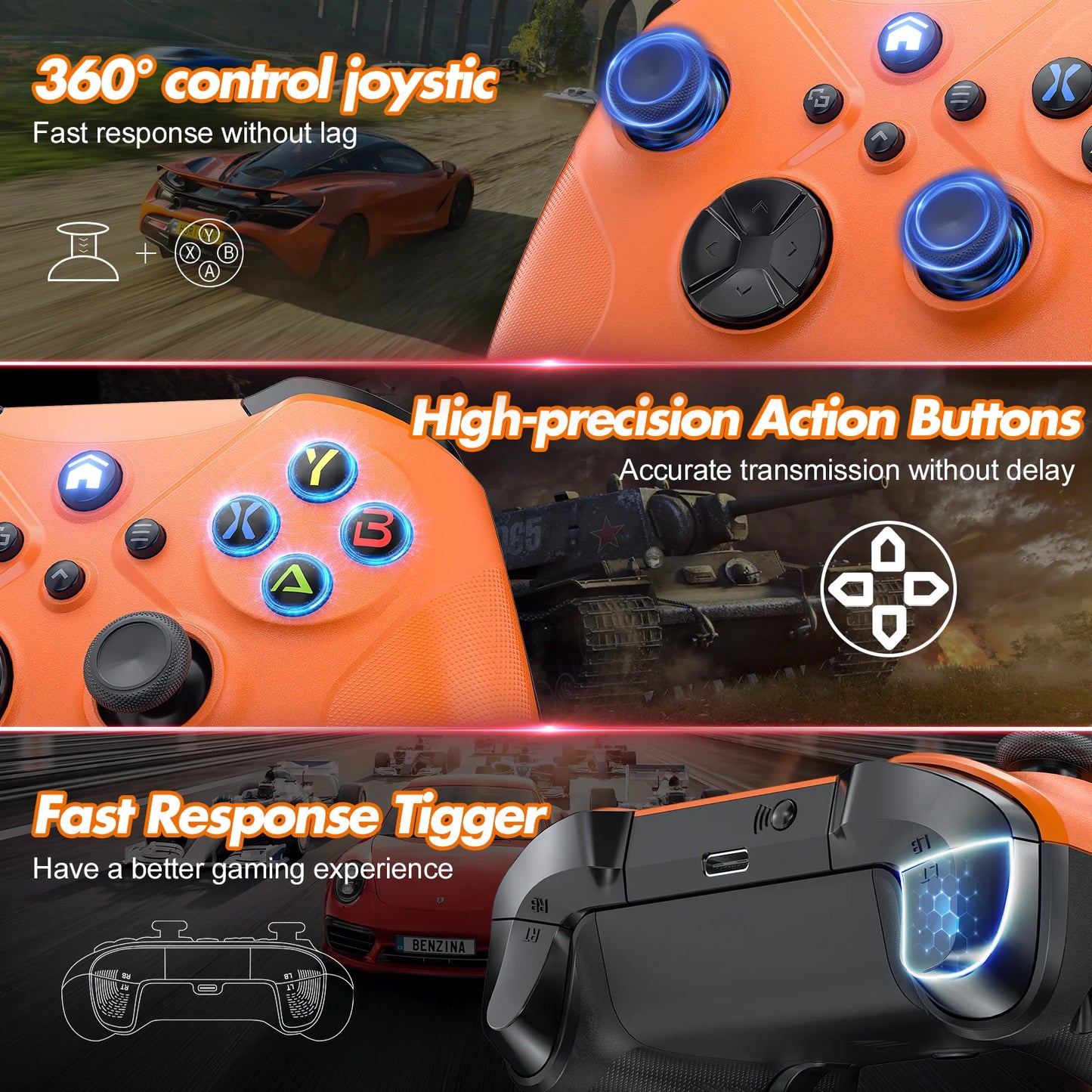 Wifi Wireless Gamepad for Xbox One Series X/s Pc Gaming Controller with 6-Axis Gyro Sensor Dual Vibration Hall Effect Joystick