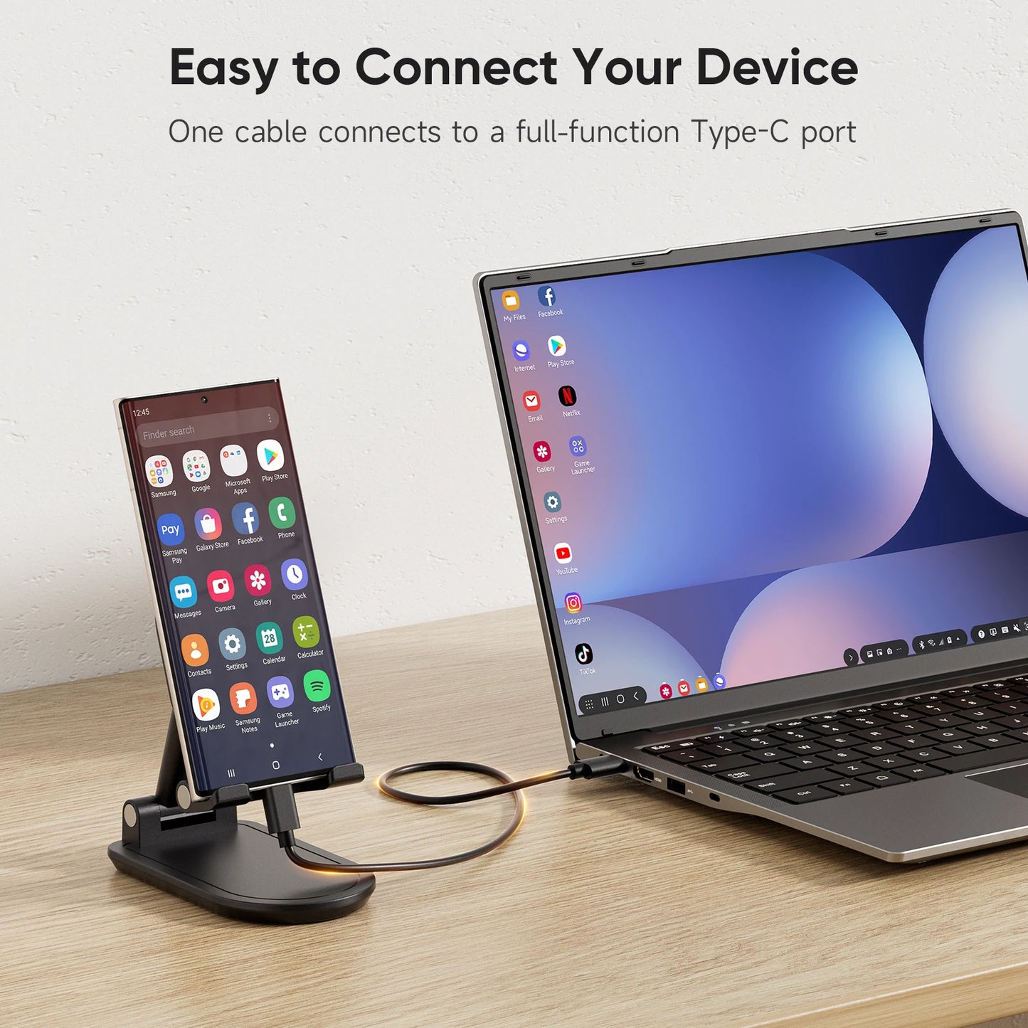 Dopesplay 14.1inch Lapdock Monitor for Samsung DeX Mini PC Keyboard Portable Screen Extender For S24 Z Fold 6 Note 20 Steam Deck