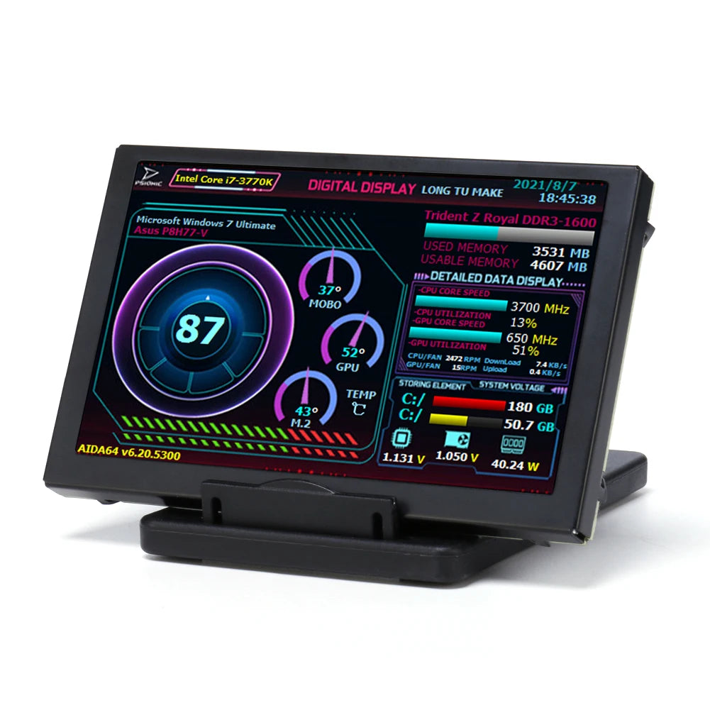 3.5 Inch IPS Computer Monitor For Chassis Temperature Fan Speed Monitoring LCD Screen CPU GPU RAM HDD USB Display Freely AIDA64