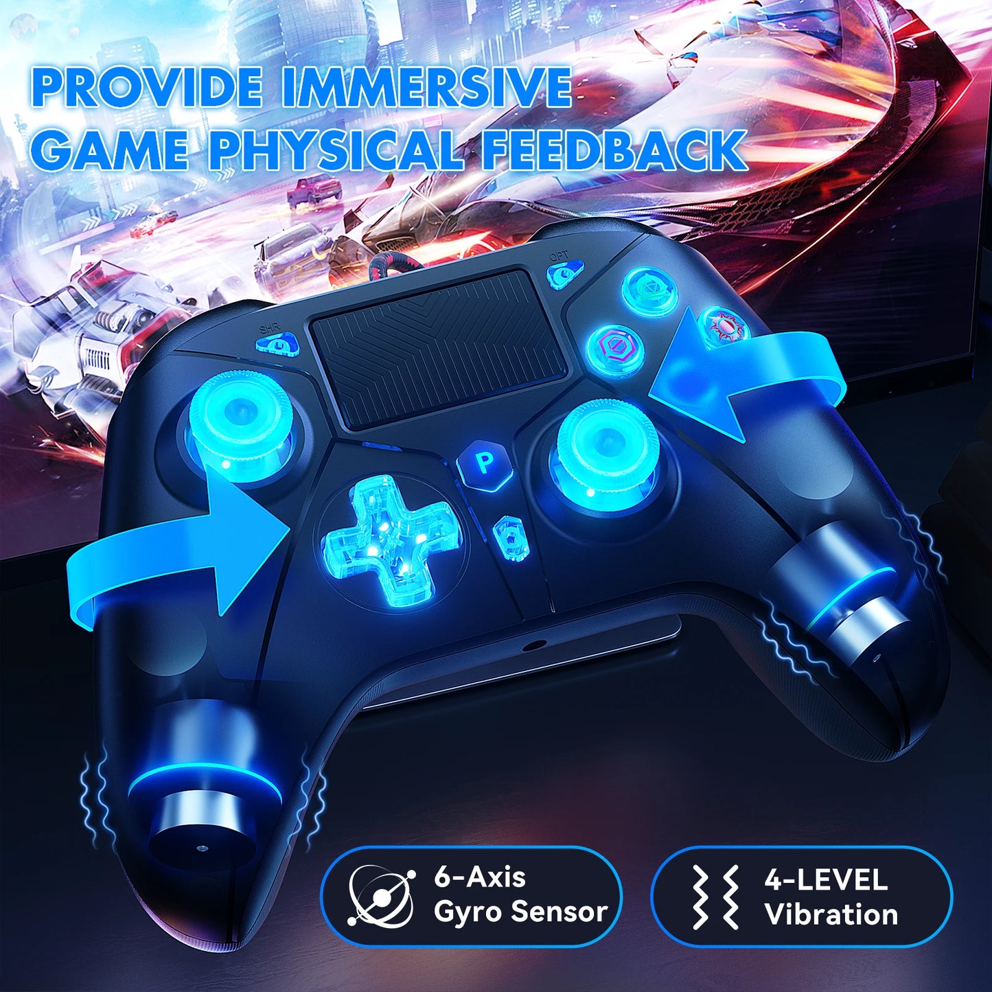 Playstation 5 Controller For Ps5 Ps4 Consolas , Compatible With Ps5/Ps4 / Pc, 6-Axis Gyro Dual Vibrate Hall Effect RGB Gamepads