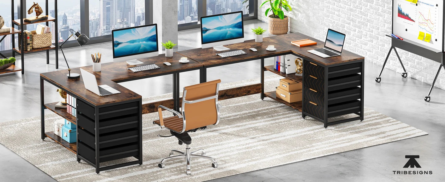 Tribesigns Bureau Gamer en L avec Tiroirs et Étagères – Grand Bureau d’Angle Réversible 150 cm pour Bureau à Domicile, Informatique et Gaming