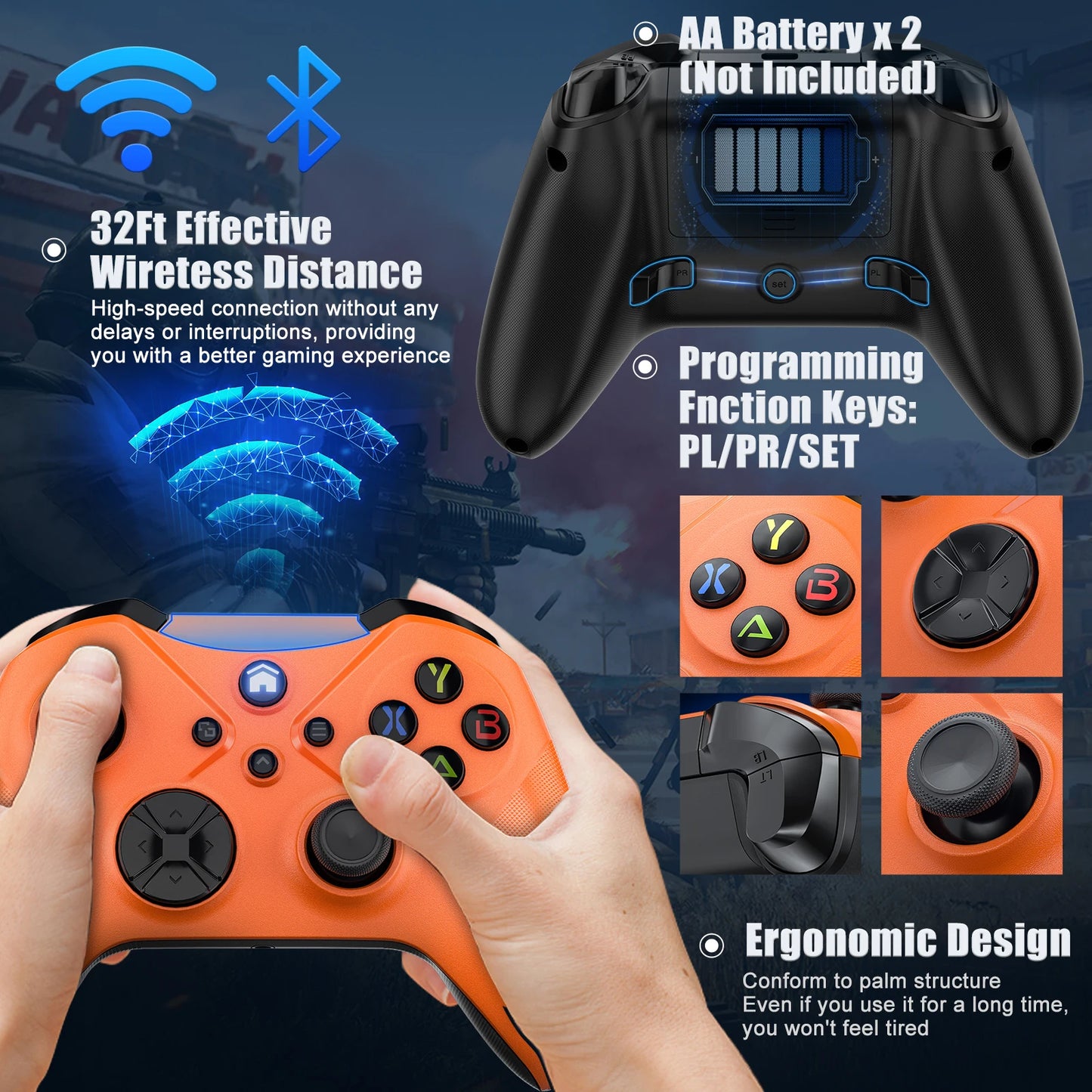 Wifi Wireless Gamepad for Xbox One Series X/s Pc Gaming Controller with 6-Axis Gyro Sensor Dual Vibration Hall Effect Joystick