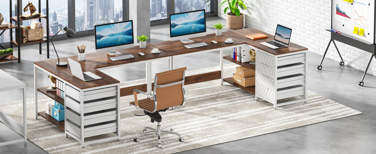 Tribesigns Bureau Gamer en L avec Tiroirs et Étagères – Grand Bureau d’Angle Réversible 150 cm pour Bureau à Domicile, Informatique et Gaming
