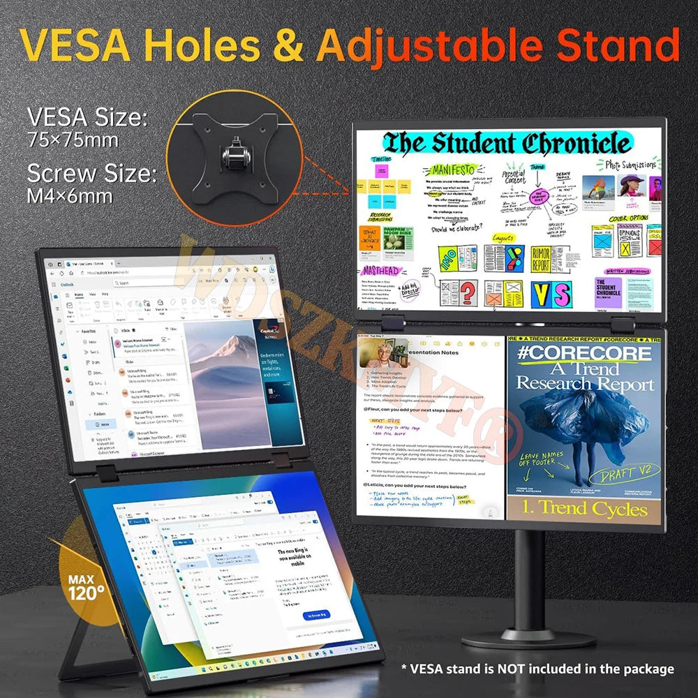 Écran Portable Double 15,6" FHD – Moniteur Empilable pour Windows, Mac, Consoles & Plus