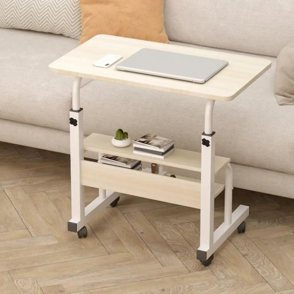 Height Adjustable Computer Desk Spacious Desktop with Casters Easy Movement Laptop Desk Table Office Supplies