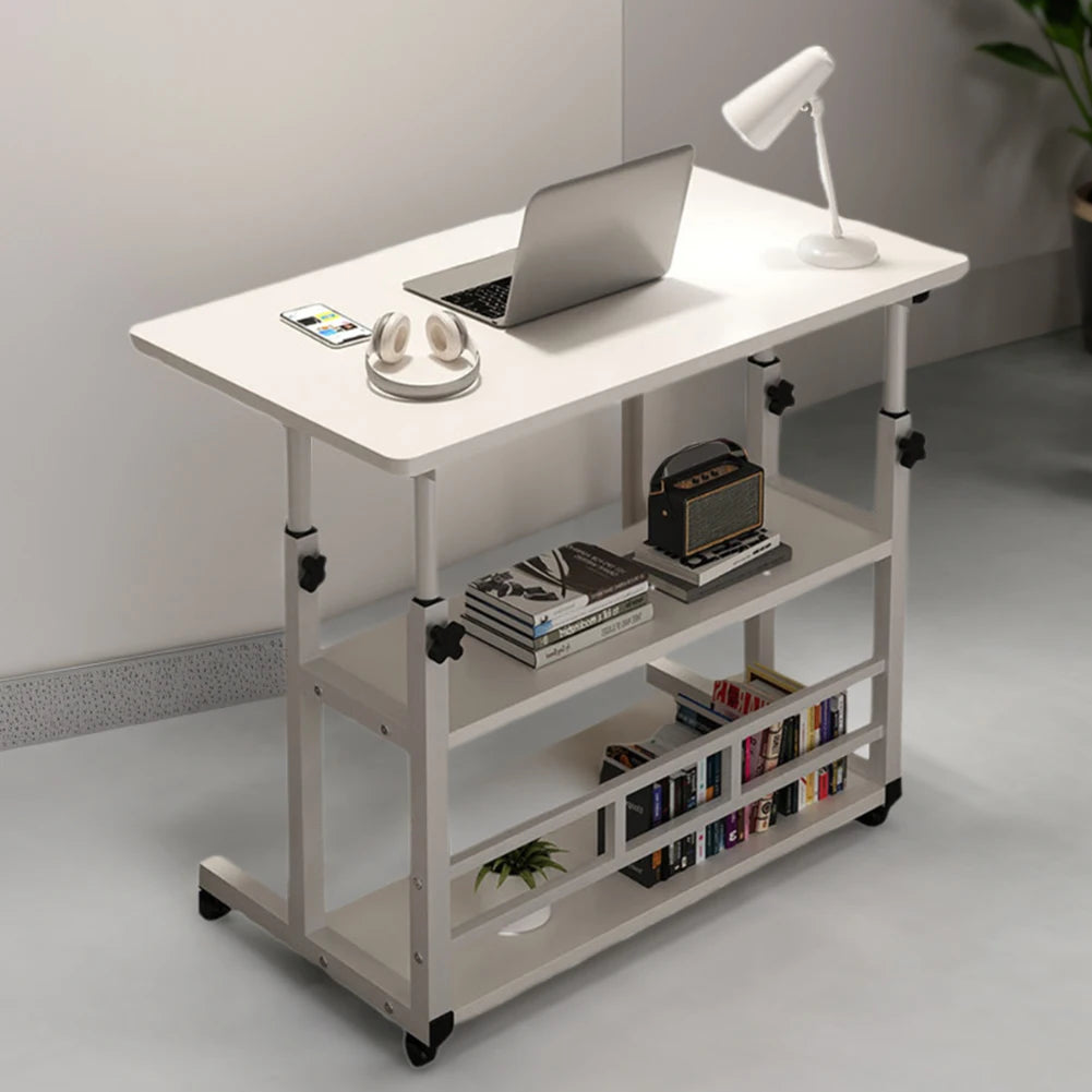 Swivel Wheel Home Desk Height Adjustable Bedside Table with Rolling Wheels Mobile Laptop Standing Desk for Dormitory and Bedroom