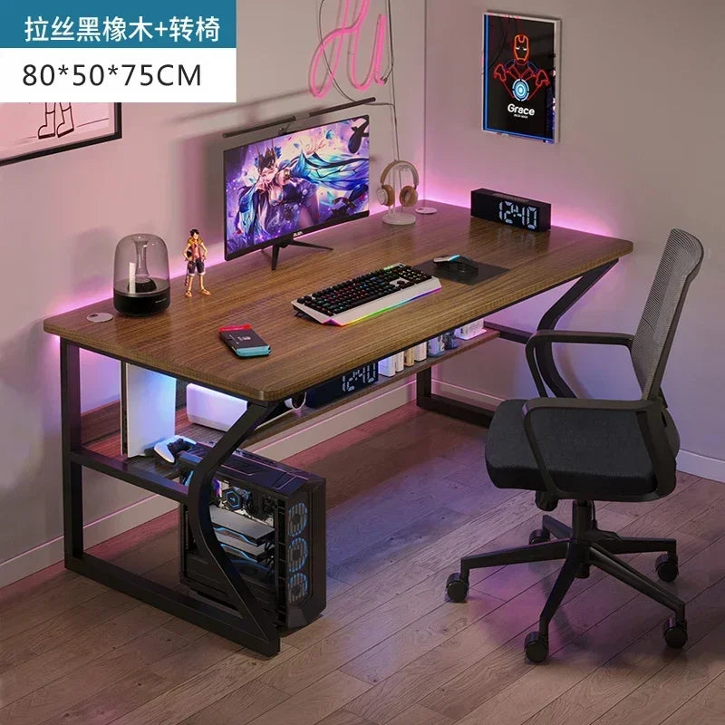 Simple Desktop Computer Desks Home Bedroom Workbench Gaming Tables Office Furniture Student Study Writing Desk and Chair Set E