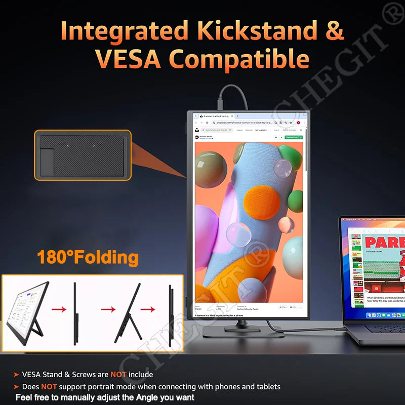 18.5inch Portable Monitor 100Hz RGB100% 1080P 16:9 Back bracket Laptop Extended Display IPS Screen for Laptop Switch ps4 ps5