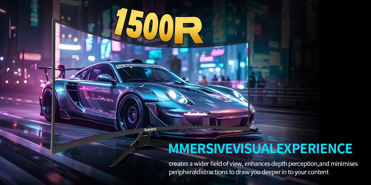 Suevery 34-Inch 4K(3440*1440) 144Hz Curved Gaming Monitor Curved 1500R with FreeSync,HDR10, 1ms,Eye Care