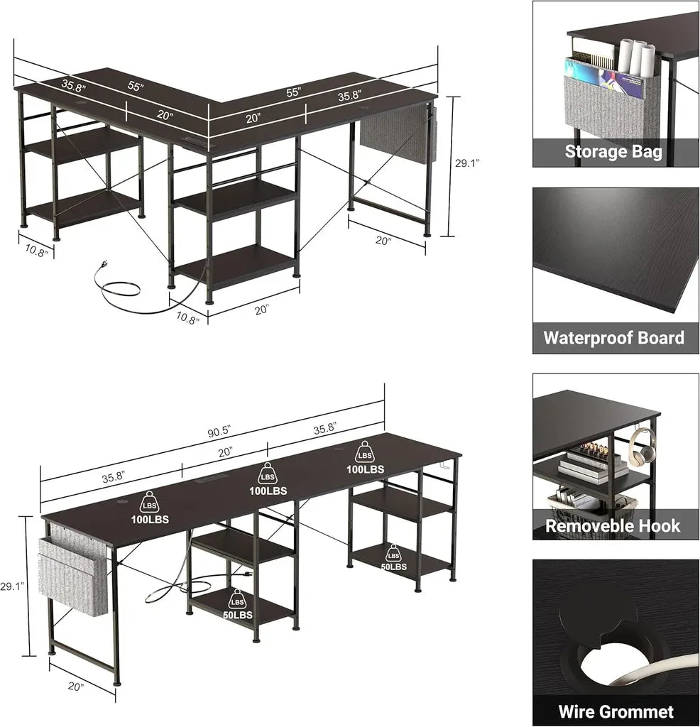 COSYHOMES Corner Desk - Multifunctional and Modular (140x140 cm)