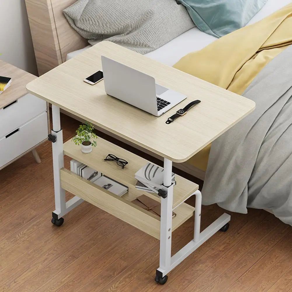 Height Adjustable Computer Desk Spacious Desktop with Casters Easy Movement Laptop Desk Table Office Supplies