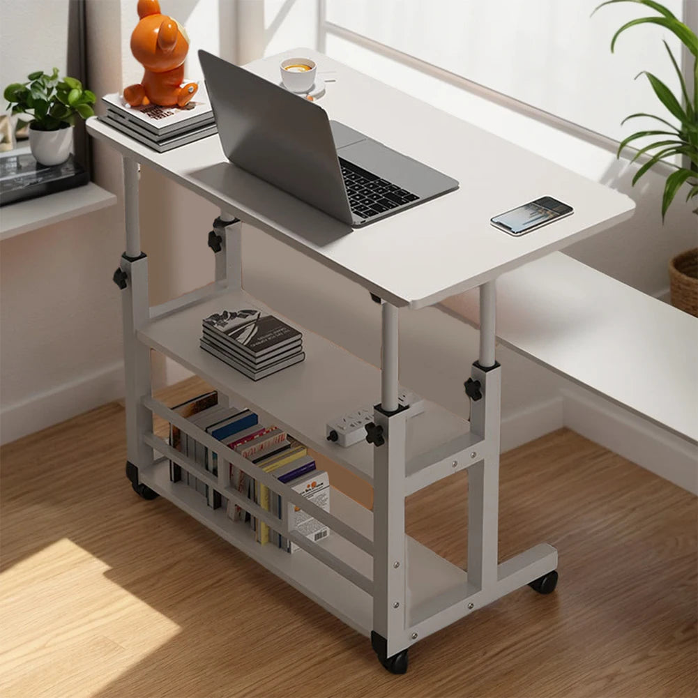 Swivel Wheel Home Desk Height Adjustable Bedside Table with Rolling Wheels Mobile Laptop Standing Desk for Dormitory and Bedroom