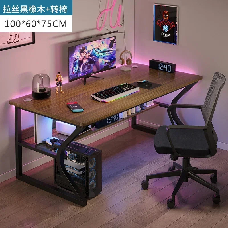 Simple Desktop Computer Desks Home Bedroom Workbench Gaming Tables Office Furniture Student Study Writing Desk and Chair Set E