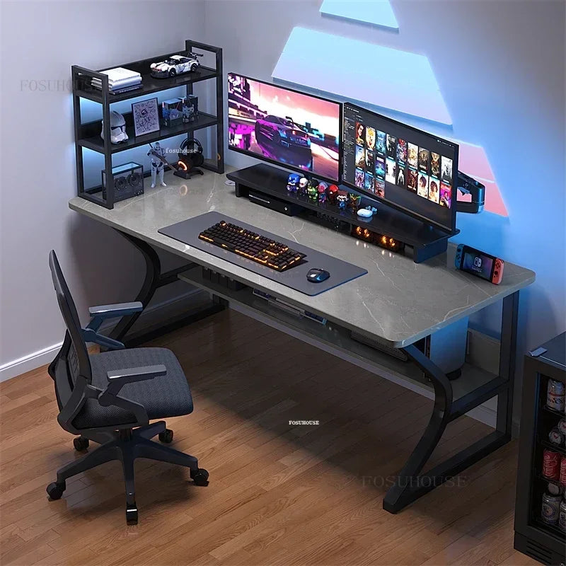 Simple Desktop Computer Desks Home Bedroom Workbench Gaming Tables Office Furniture Student Study Writing Desk and Chair Set E