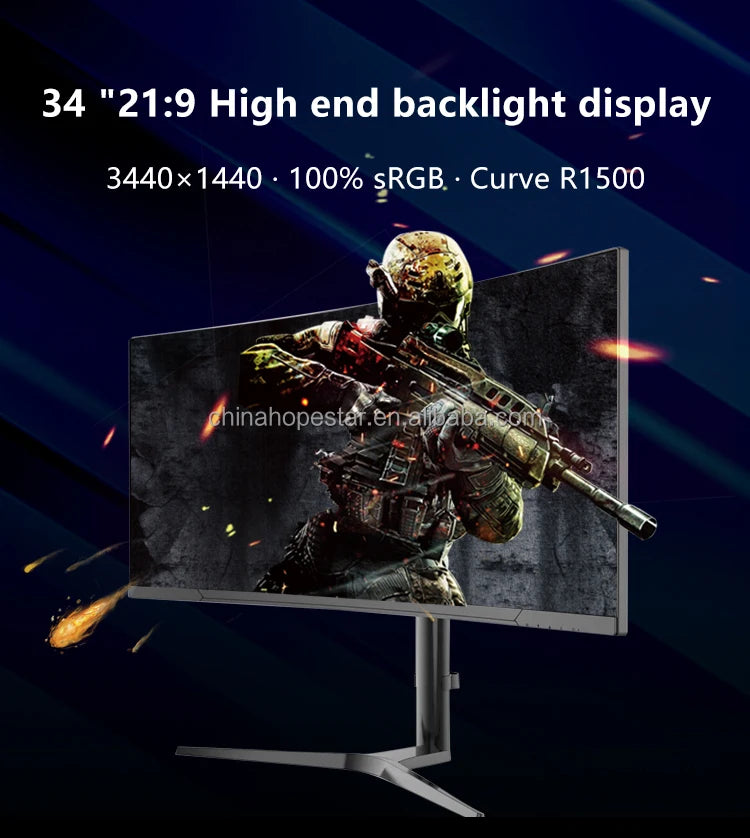 TJXL-34 Inch Curved Monitor 144HZ Computer Screen PC Monitor 4K Gaming Monitors
