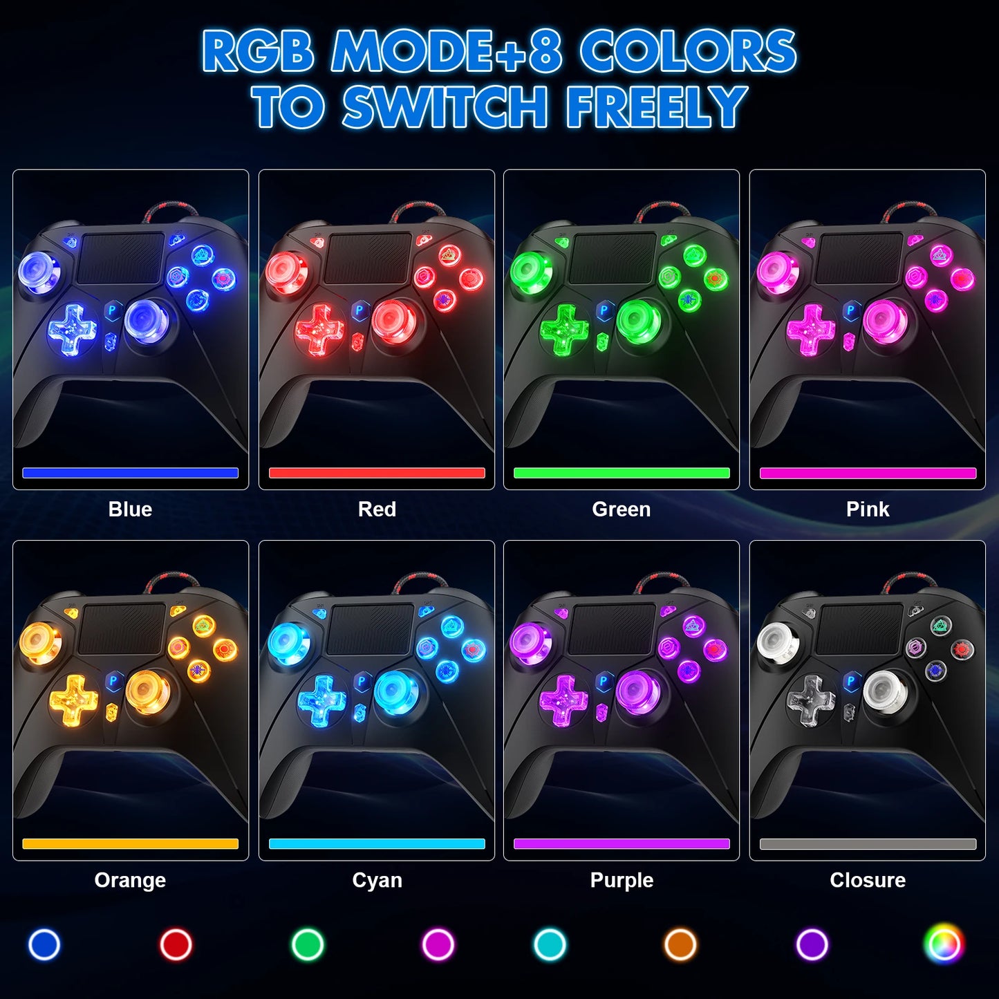 Playstation 5 Controller For Ps5 Ps4 Consolas , Compatible With Ps5/Ps4 / Pc, 6-Axis Gyro Dual Vibrate Hall Effect RGB Gamepads