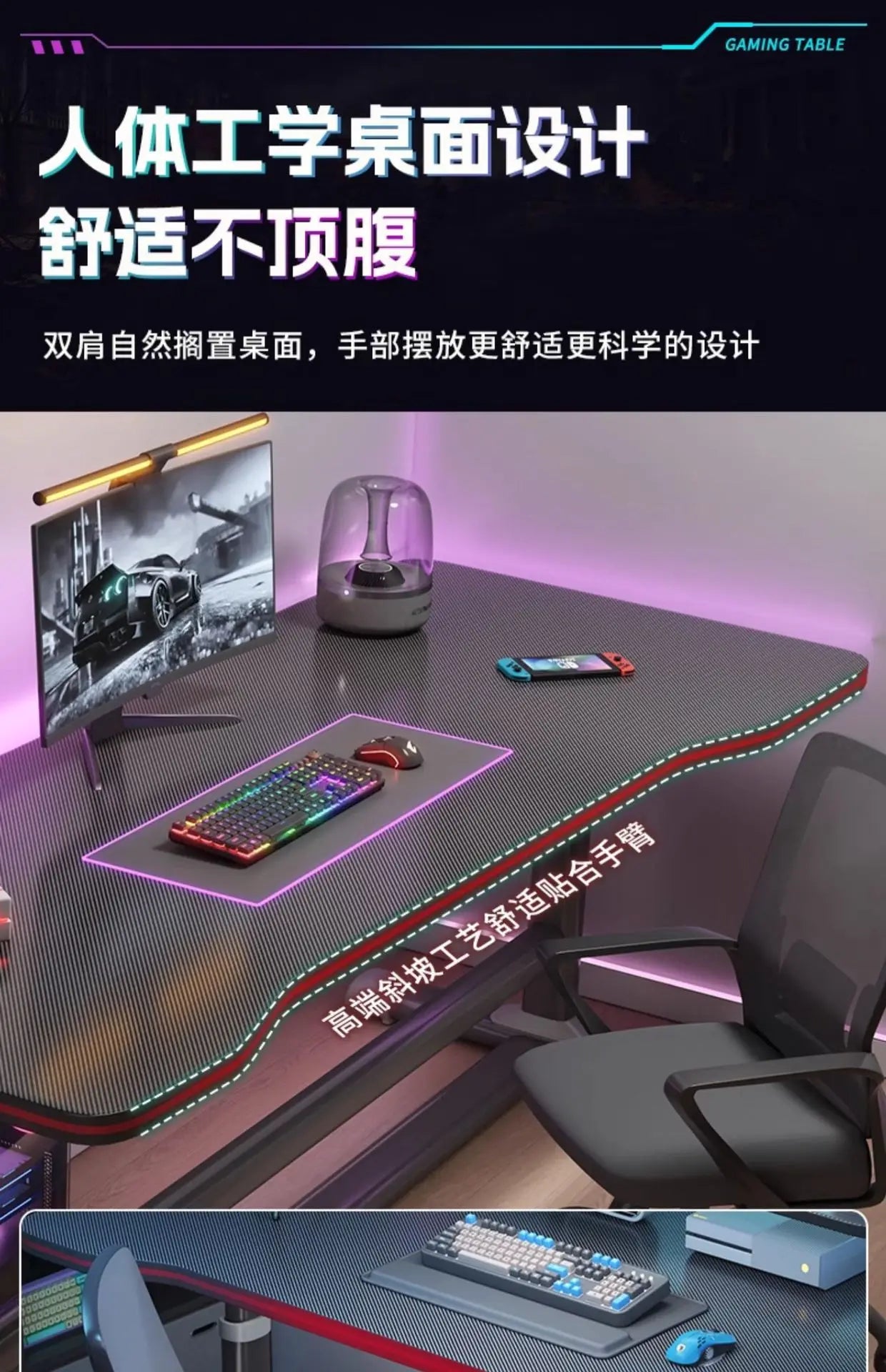AOLIVIYA Gaming Desk Foldable Design For Home Office Study And Bedroom Simple Setup A3