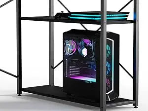 BEXEVUE Bureau Gaming d'angle, 100x70 cm Petit Table Forme L Bureau Etagères Rangements, Angle Réversible Gaming Bureau Informat