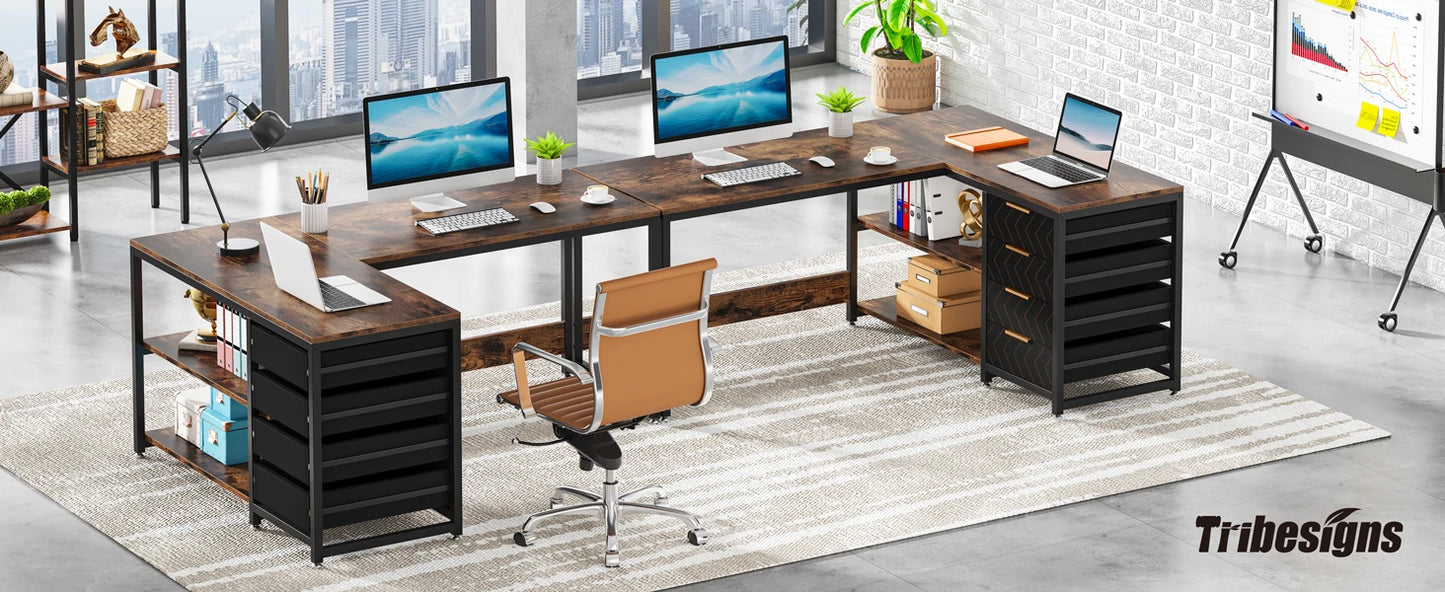 Tribesigns Bureau Gamer en L avec Tiroirs et Étagères – Grand Bureau d’Angle Réversible 150 cm pour Bureau à Domicile, Informatique et Gaming