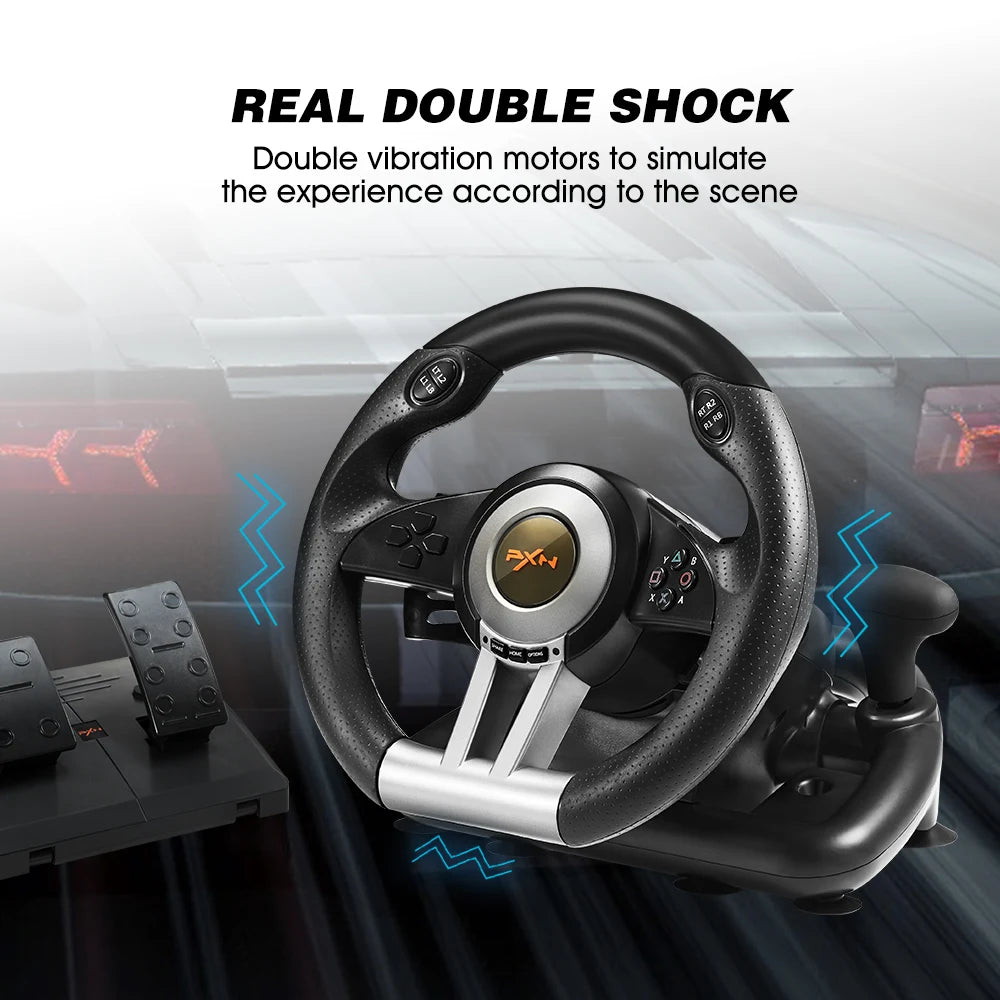 Volant de Course PXN-V3IIIB avec Pédales et Shifter – Compatible Xbox, PS4, Switch & PC
