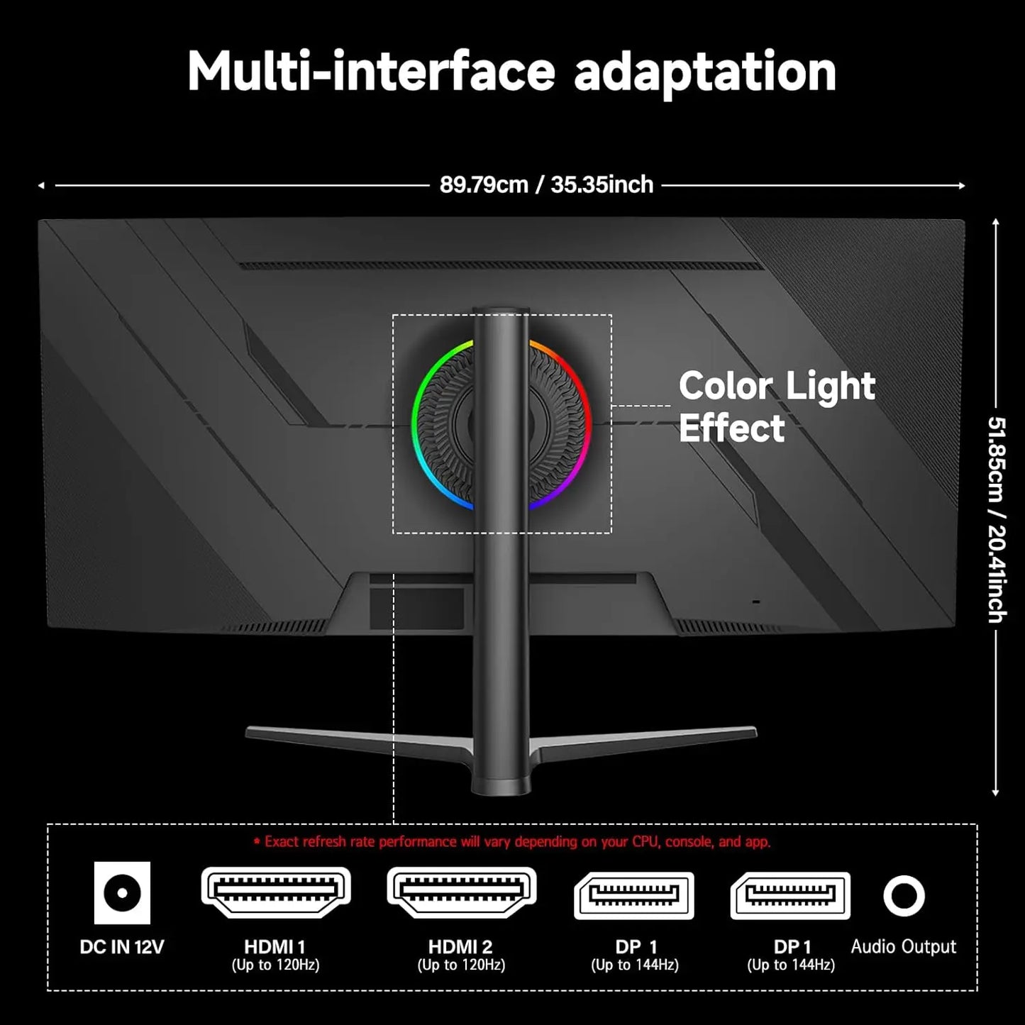 Gawfolk 37.5 Inch Curved Gaming Monitor, 2500R PC Screen 144Hz UWQHD 3840 x 1600, Curved Computer Screen with FreeSync and Eye