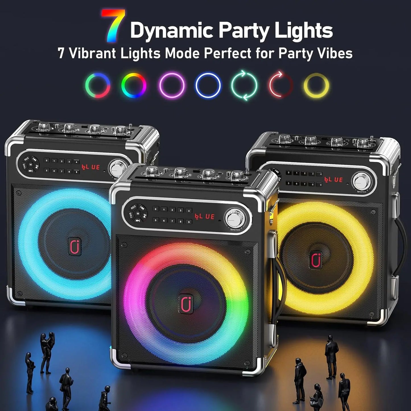 Bluetooth Karaoke Machine, Home Karaoke System, Wireless Speaker with FM Radio, 2 Karaoke Microphone, Remote Control