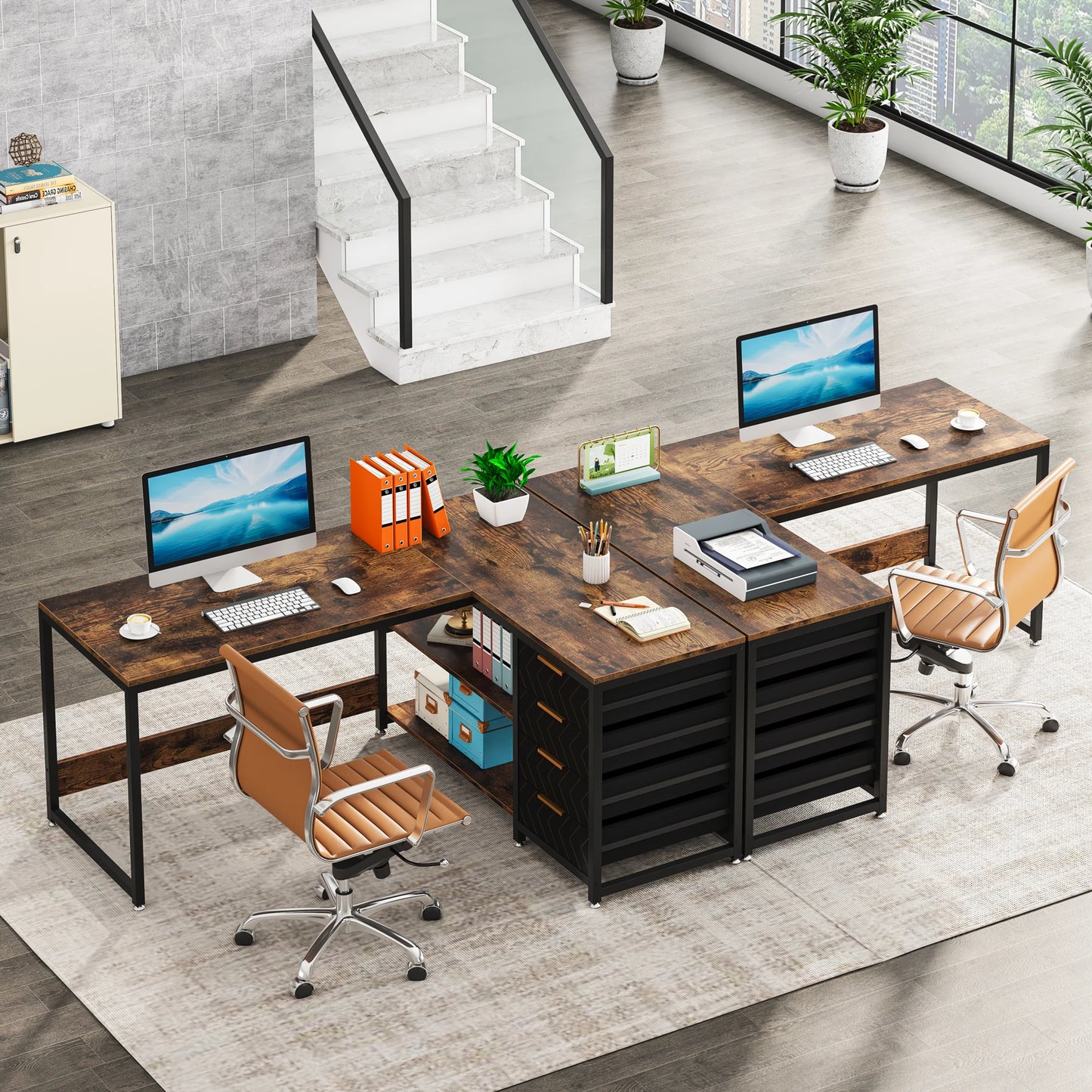 Tribesigns Bureau Gamer en L avec Tiroirs et Étagères – Grand Bureau d’Angle Réversible 150 cm pour Bureau à Domicile, Informatique et Gaming