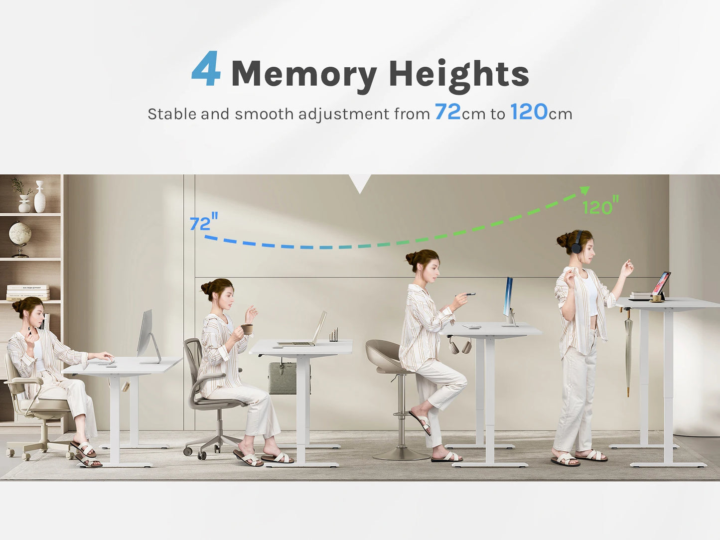 WOLTU Electric Standing Computer Desk Height Adjustable Ergonomic Work Table with USB Charging Port with Memory Control