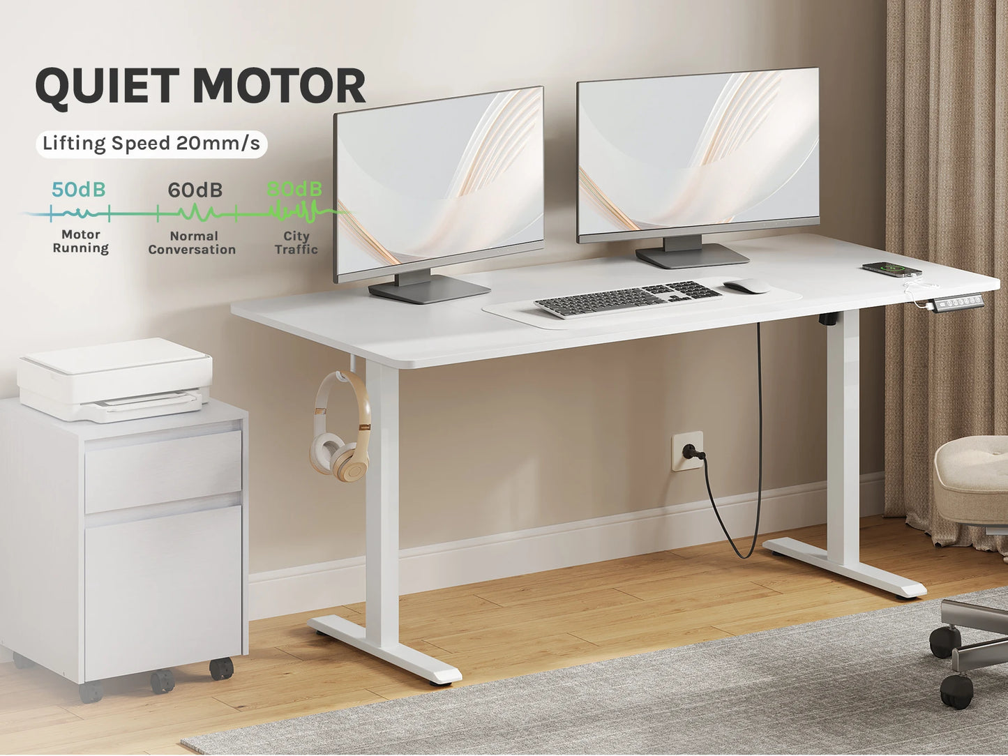 WOLTU Electric Standing Computer Desk Height Adjustable Ergonomic Work Table with USB Charging Port with Memory Control
