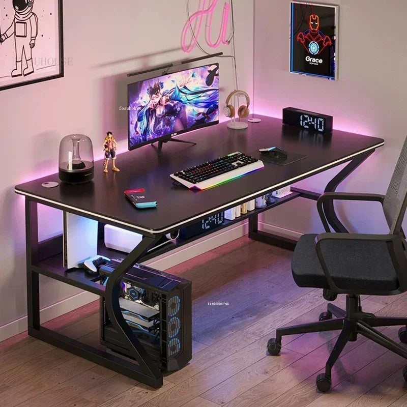 Simple Desktop Computer Desks Home Bedroom Workbench Gaming Tables Office Furniture Student Study Writing Desk and Chair Set E