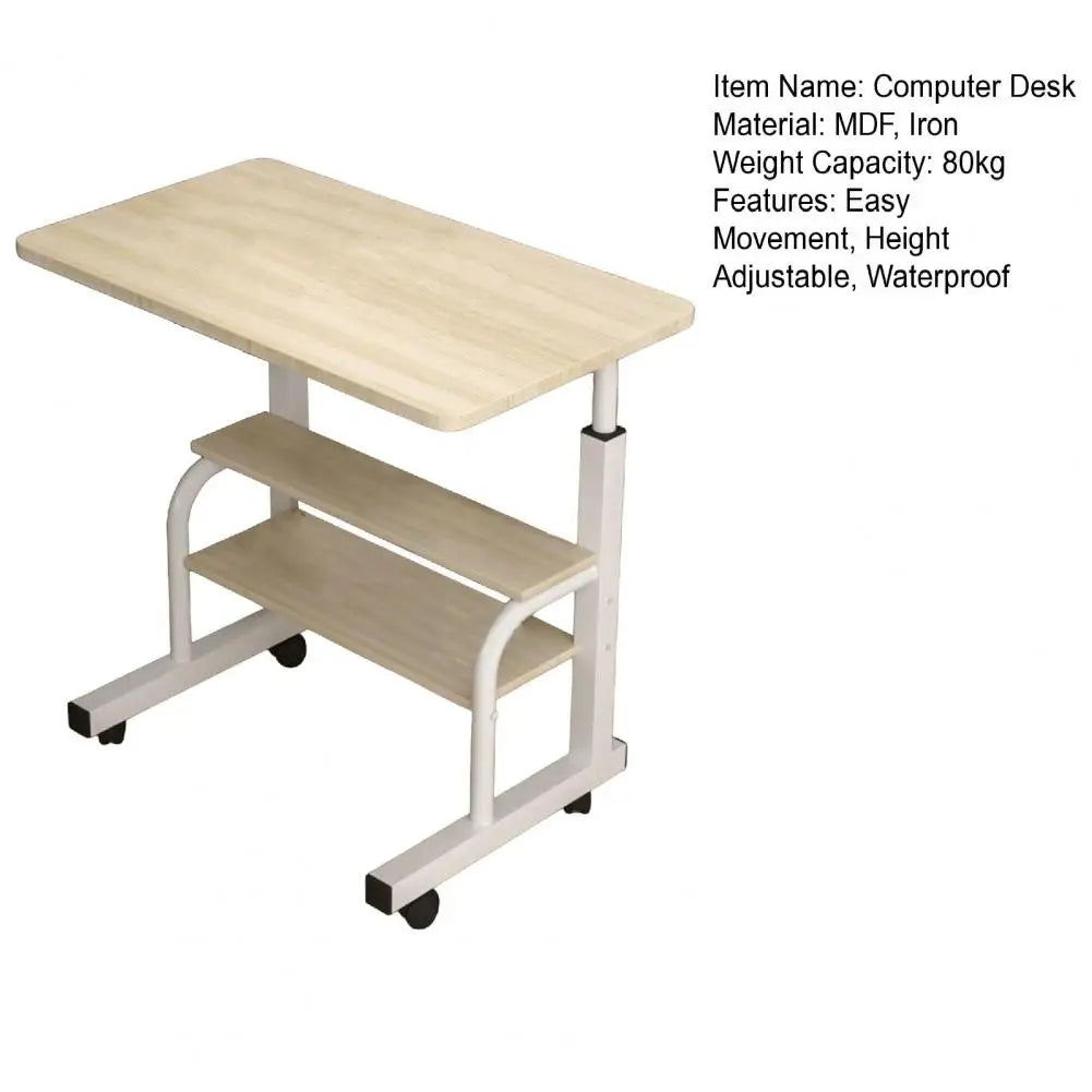 Height Adjustable Computer Desk Spacious Desktop with Casters Easy Movement Laptop Desk Table Office Supplies