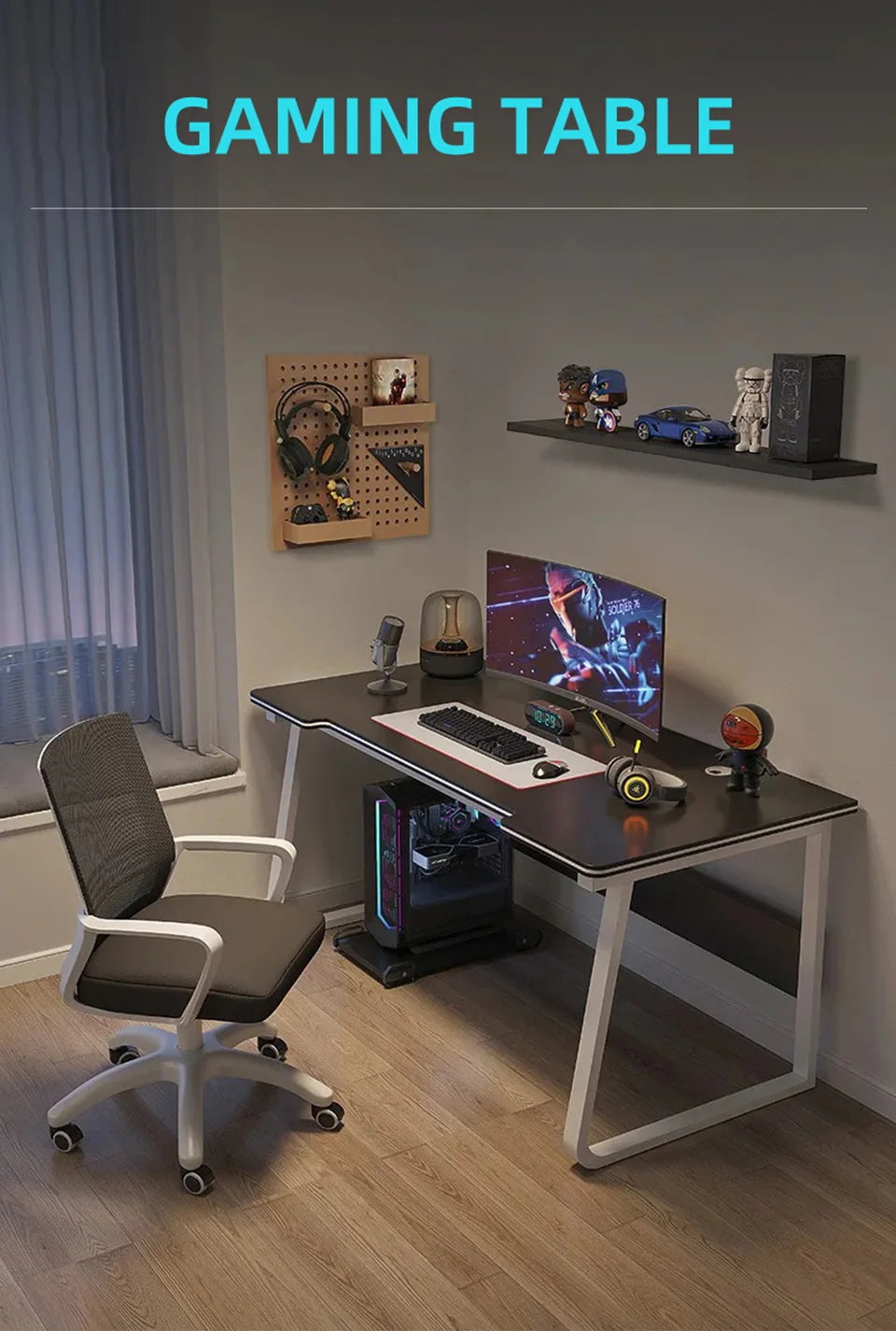 AOLIVIYA 80/100cm Desktop Computer Table Bedroom Simple E-sports Table Refueling Study Black Gaming Desk 39.37inch