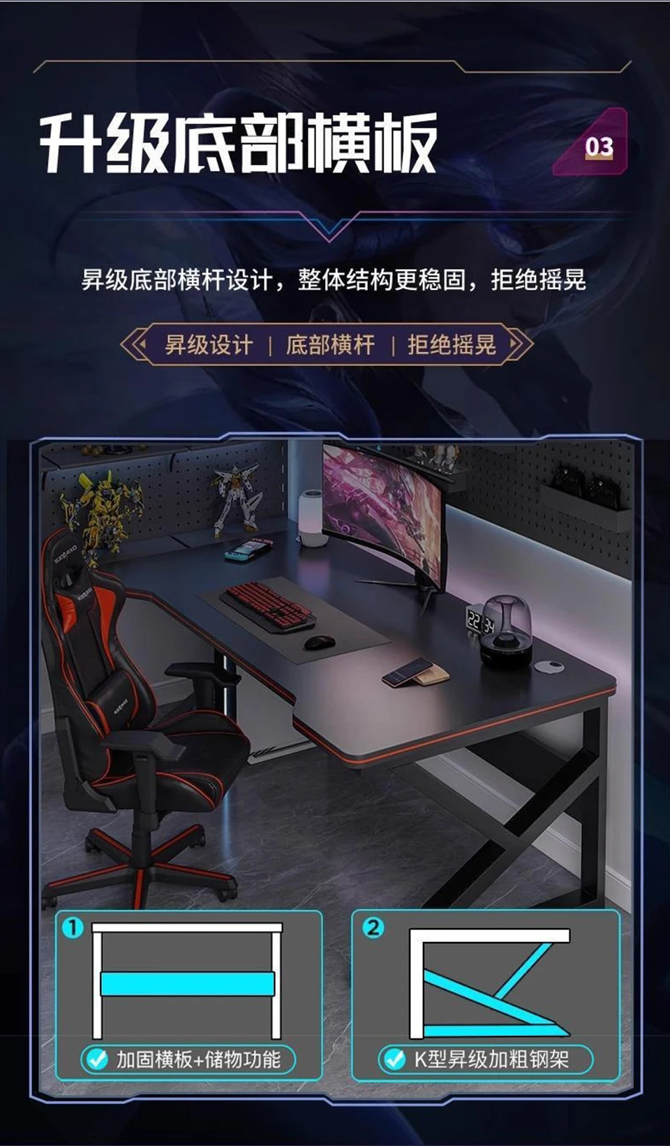 AOLIVIYA PC Gaming Table Bedroom Desktop Computer Table Home Simple Student Dormitory Office Study Desk