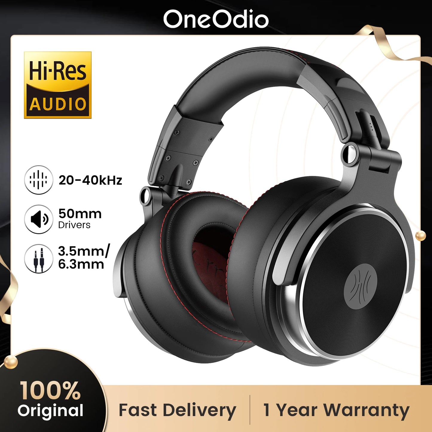 Oneodio Pro-50 Wired Headphones with Hi-Res 50mm Drivers for Studio Monitoring,Professional Music Headphone with Comfort Ear Pad