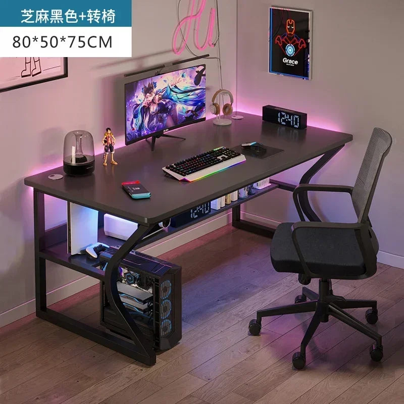 Simple Desktop Computer Desks Home Bedroom Workbench Gaming Tables Office Furniture Student Study Writing Desk and Chair Set E