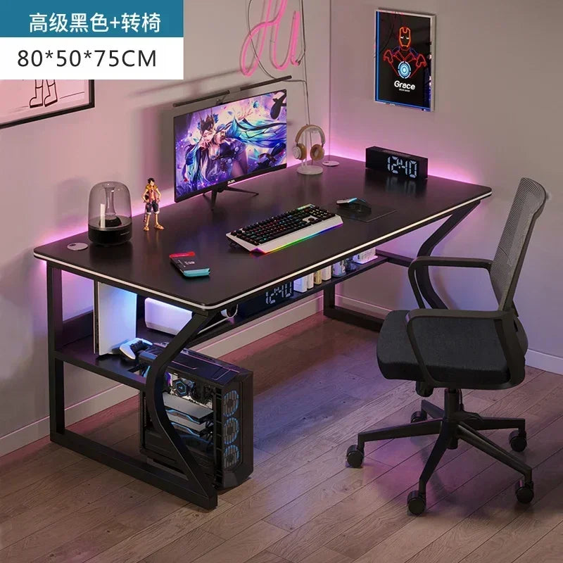 Simple Desktop Computer Desks Home Bedroom Workbench Gaming Tables Office Furniture Student Study Writing Desk and Chair Set E