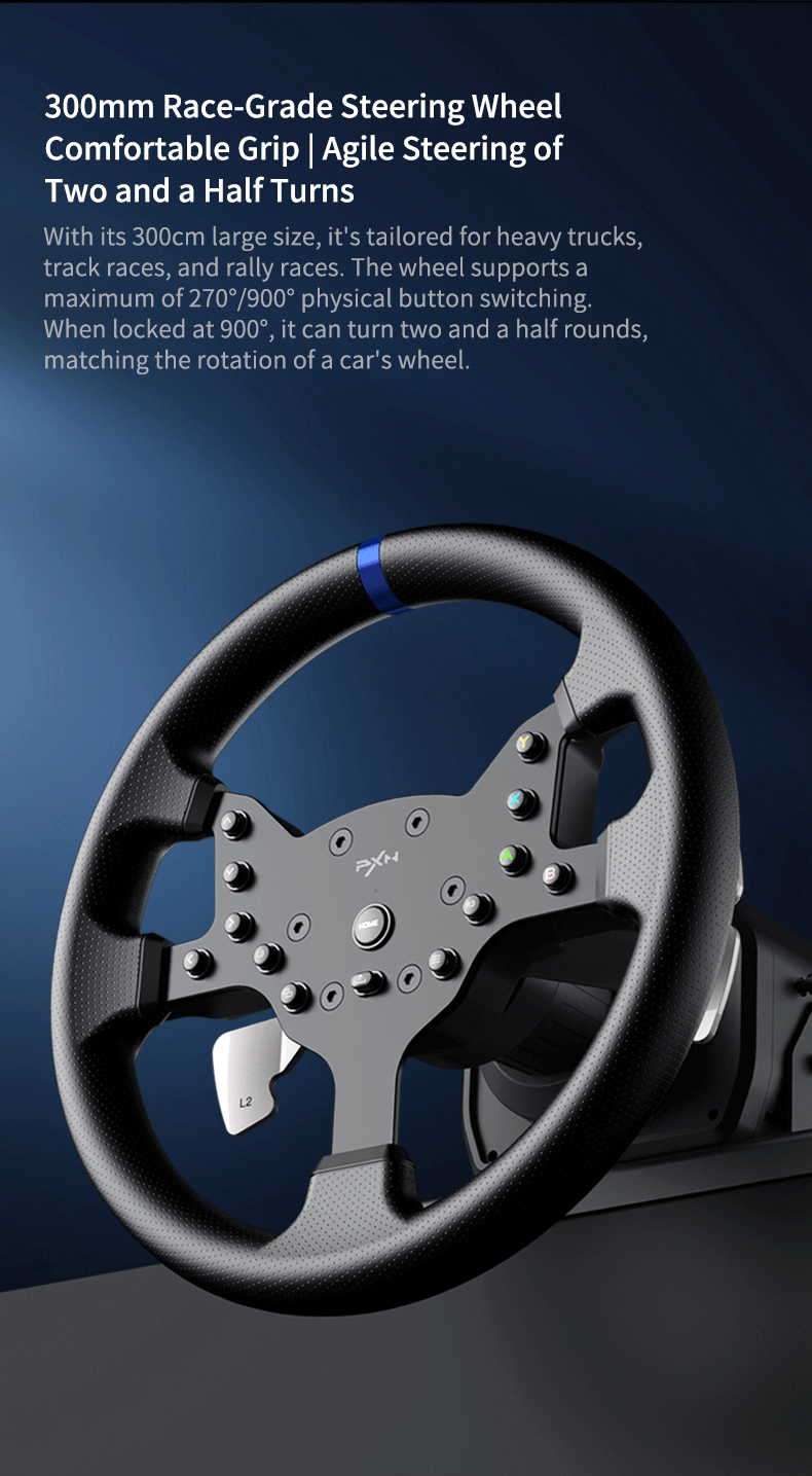 Volant de Course PXN V99 avec Retour de Force 3.2Nm + Pédales & Shifter – PC, PS4, Xbox One, Xbox Series X/S
