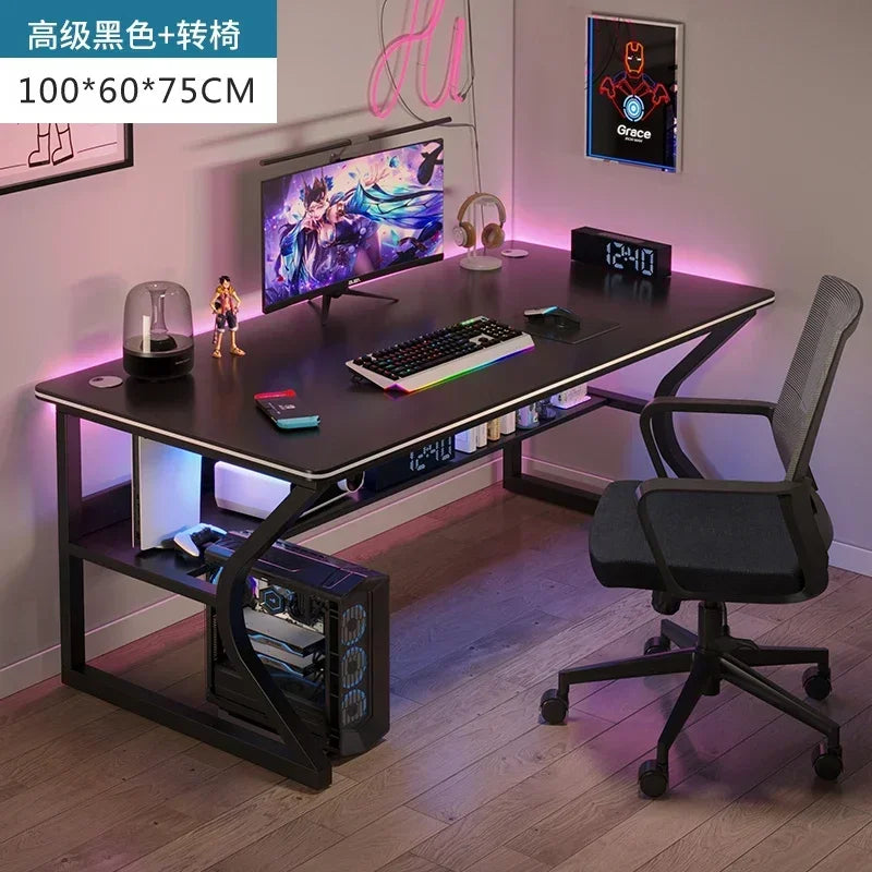 Simple Desktop Computer Desks Home Bedroom Workbench Gaming Tables Office Furniture Student Study Writing Desk and Chair Set E